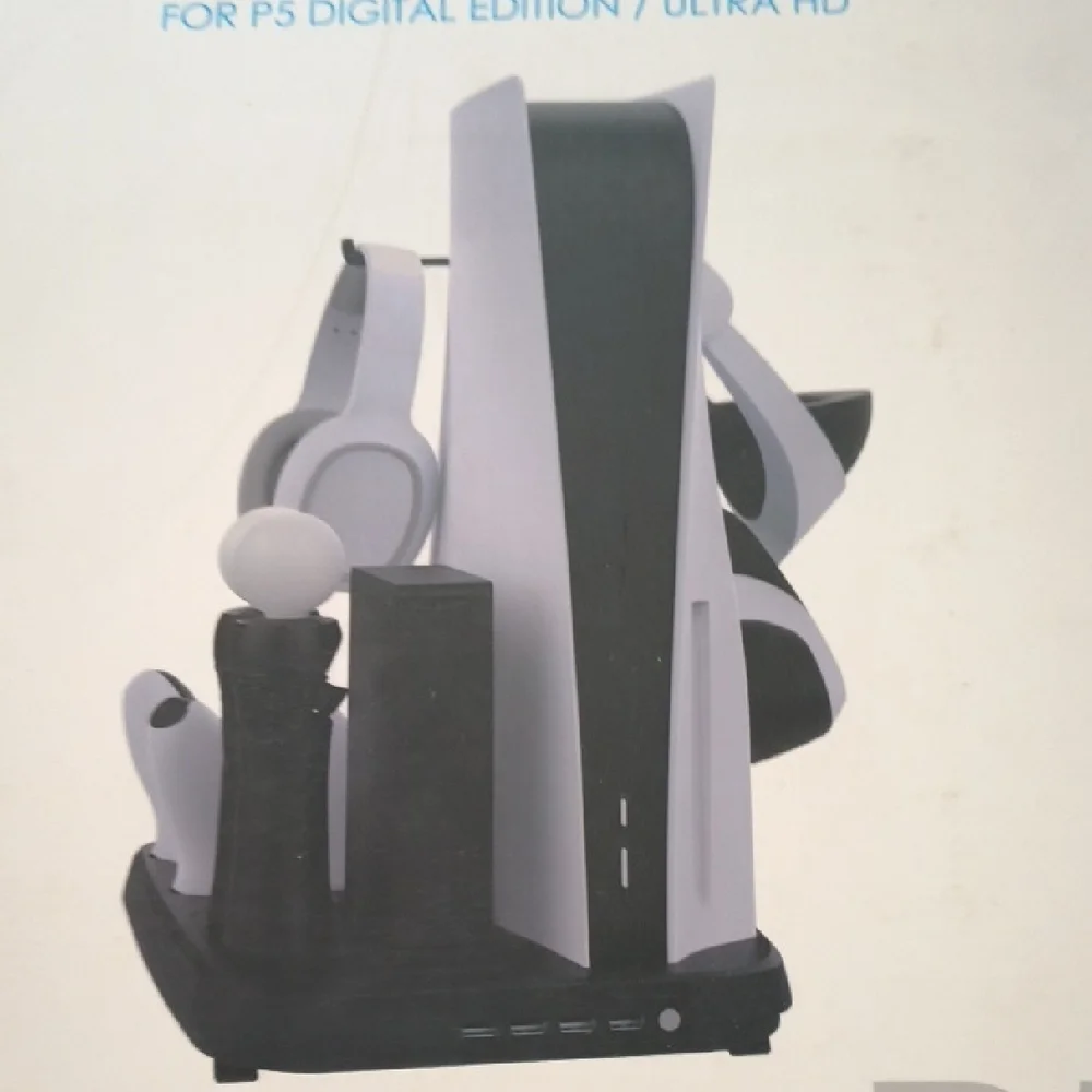 Multi-Function Charging Stand with Cooling Fan for PS5 - Black and White